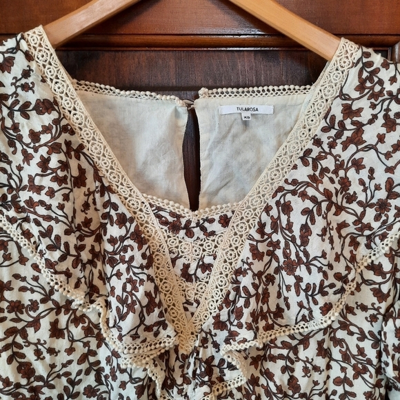 Tularosa Revolve Alicia Mini Dress Priya Camel Floral long sleeve dress size XS - Picture 6 of 16